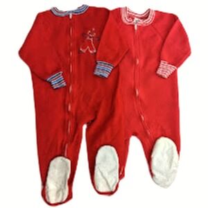 Vtg Toddler Fleece Sleeper Lot 3T Sprockets Clown Triboro Red Footed Lot
